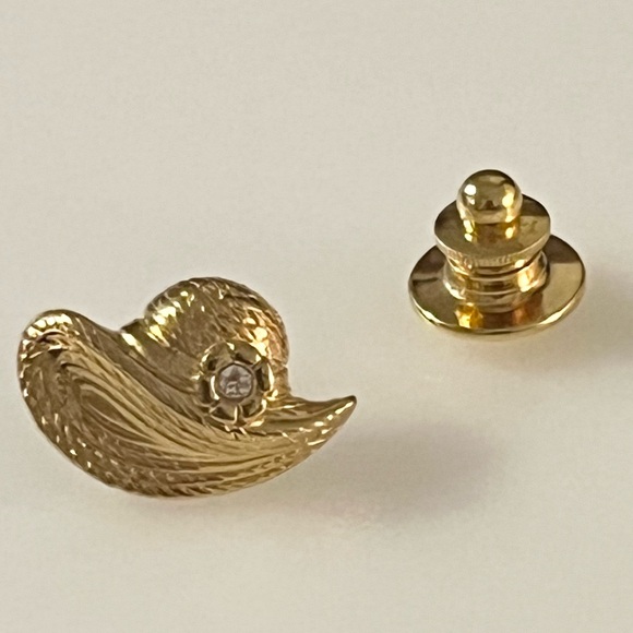 Avon Gold Tone Rhinestone Miniature Hat Pin Brooch Tie Tack - Picture 6 of 15